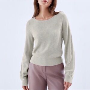 NWOT Babaton Light Sage Ribbed Scoopneck Sweater